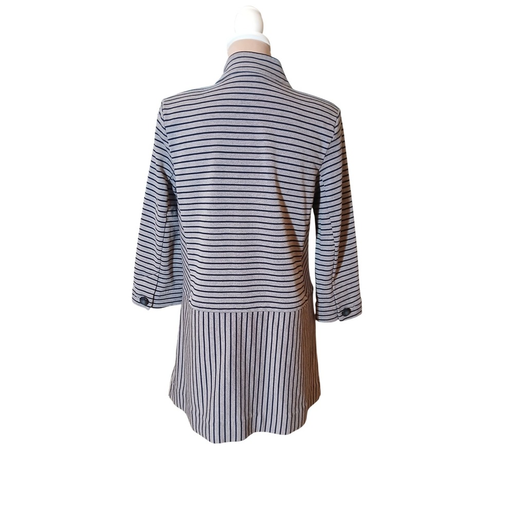 Cabi Blue Striped Stand Collar Jacket  Womans blazer Medium Minimalist Office - Picture 7 of 14